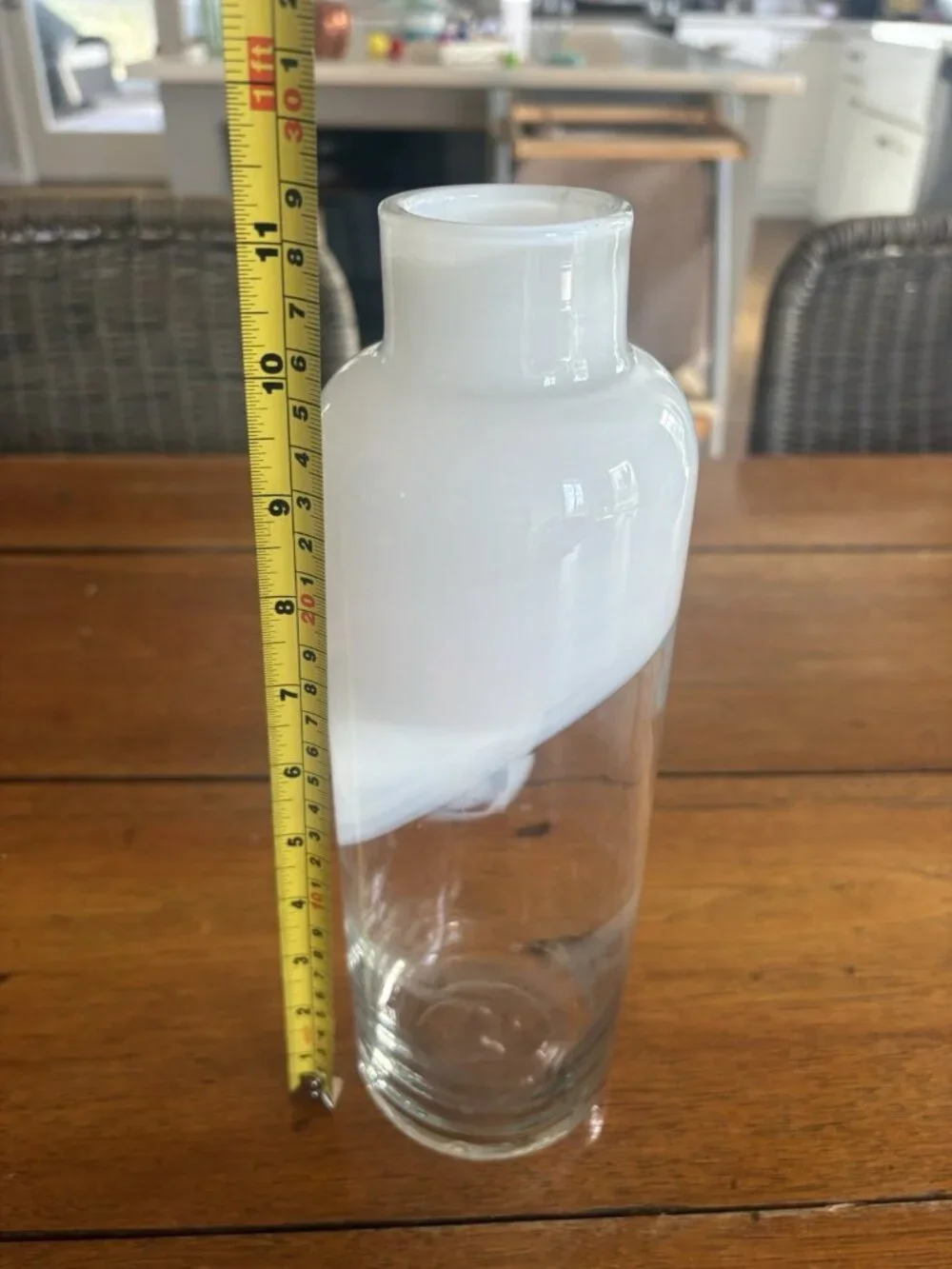 Tall Decorative Glass Vase White Swirl